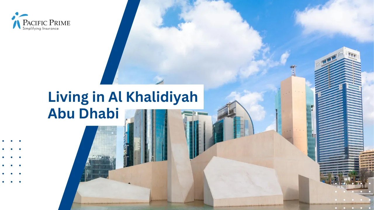 Image of Qasr Al Hosn Fort Historic Landmark In Abu Dhabi with text overlay of "Living in Al Khalidiyah Abu Dhabi"