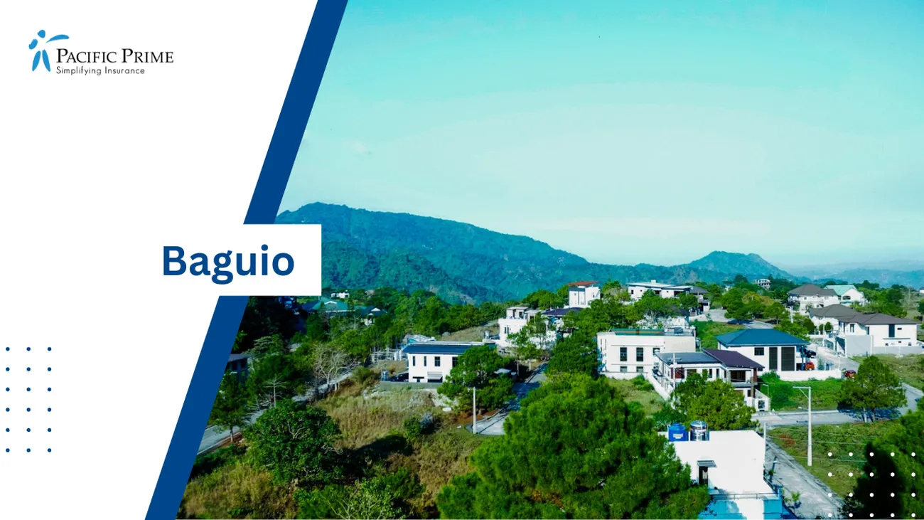 Image of Residential Area With Mountain View In Baguio City, Philippines with text overlay of "Baguio"