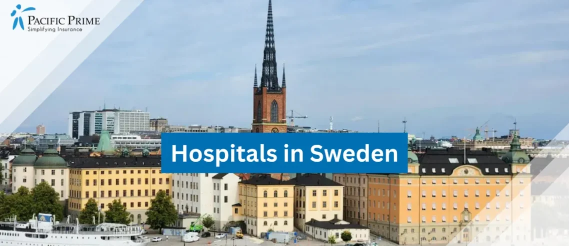 Image of Riddarholmen Church In Stockholm, Stockholm County, Sweden with text overlay of "Hospitals in Sweden"