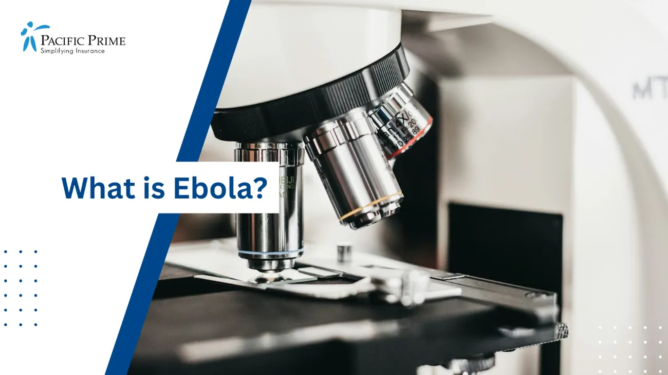 Image of Round Microscope With A Silver And Black Finish with text overlay of "What is Ebola?"