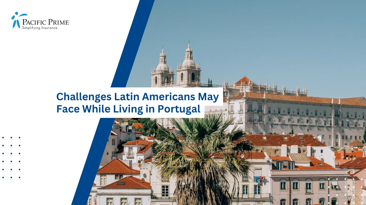 Image of Scenic Hillside View Overlooking Rooftops In Alfama, Lisbon with text overlay of "Challenges Latin Americans May Face While Living in Portugal"