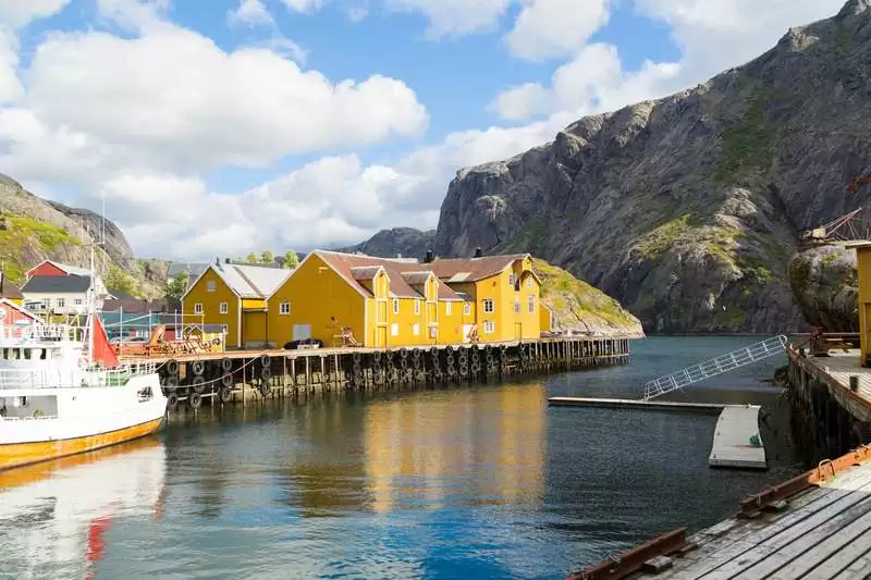 Scenic Nusfjord Village In Norway