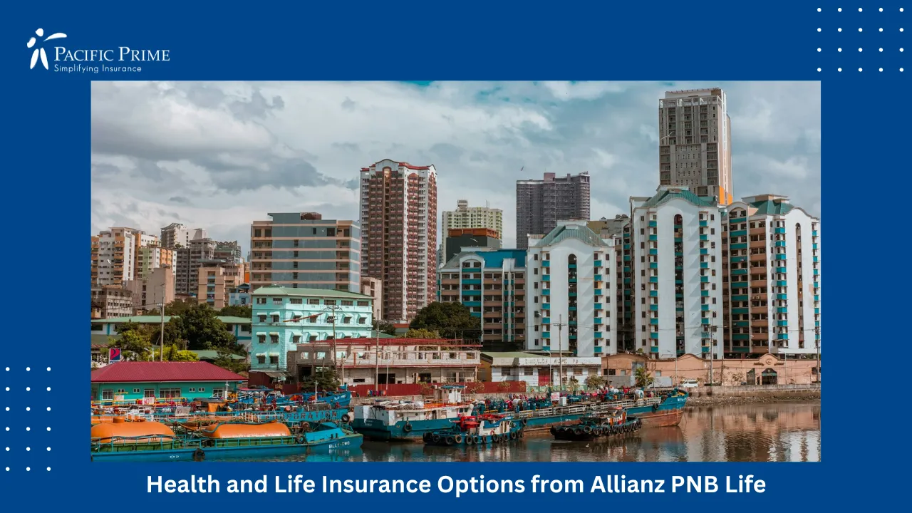 Image of Scenic View From Fort Santiago Overlooking Historic Manila Surroundings with text overlay of "Health and Life Insurance Options from Allianz PNB Life"