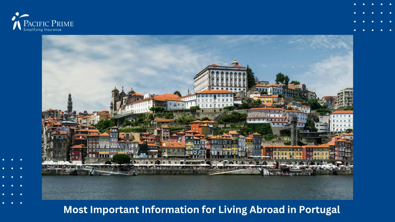 Image of Scenic View Of Porto With Historic Buildings And Riverside Setting with text overlay of "Most Important Information for Living Abroad in Portugal"