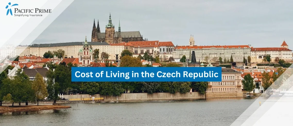 Image of Scenic View Of Prague Castle Above Vltava River On A Cloudy Day with text overlay of "Cost of Living in the Czech Republic"
