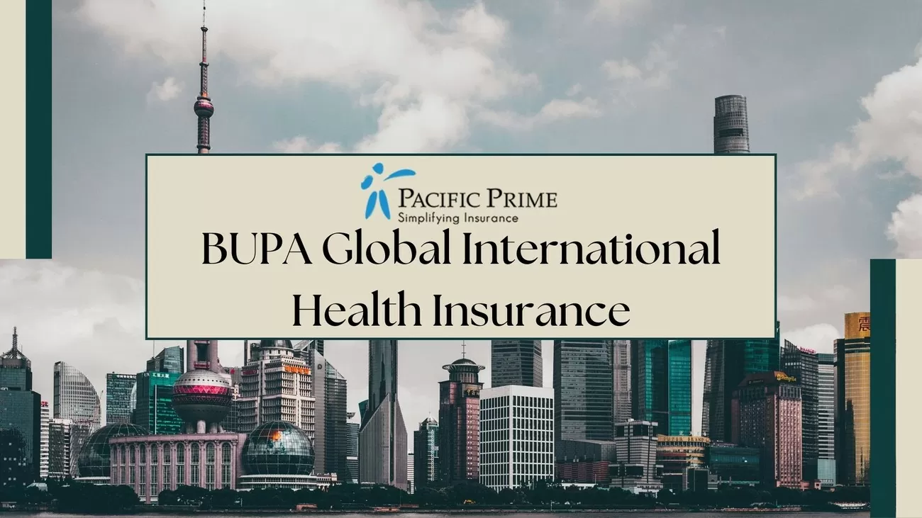 Image of Shanghai's Oriental Pearl Tower By Day with text overlay of "BUPA Global International Health Insurance"