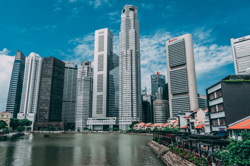 Singapore Riverfront High-rise And Low-rise Buildings