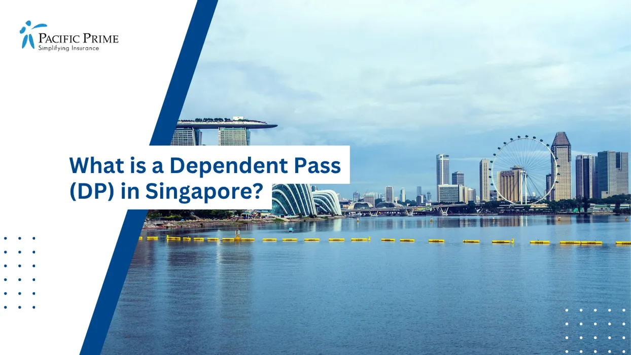 Image of Singapore Skyline With Marina Bay Sands And Surrounding Waterfront Towers with text overlay of "What is a Dependent Pass (DP) in Singapore?"