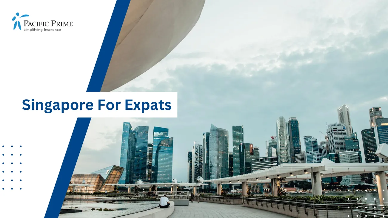 Image of Singapore Skyline With Towering High-Rise Buildings with text overlay of "Singapore For Expats"