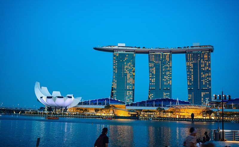 Singapore's Merlion Park On Fullerton Road