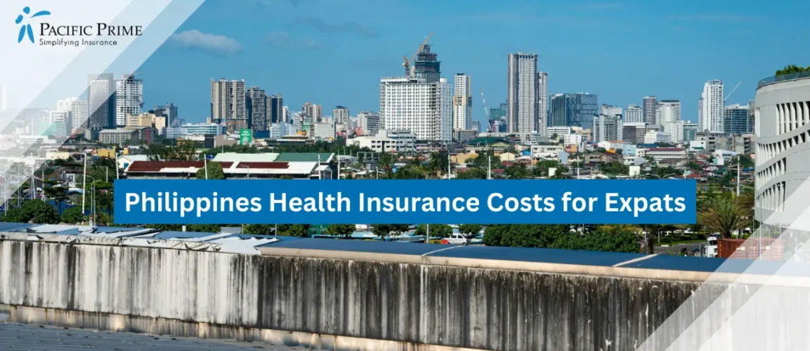 Image of Skyline View Of Cebu City With Buildings And Blue Sky with text overlay of "Philippines Health Insurance Costs for Expats"