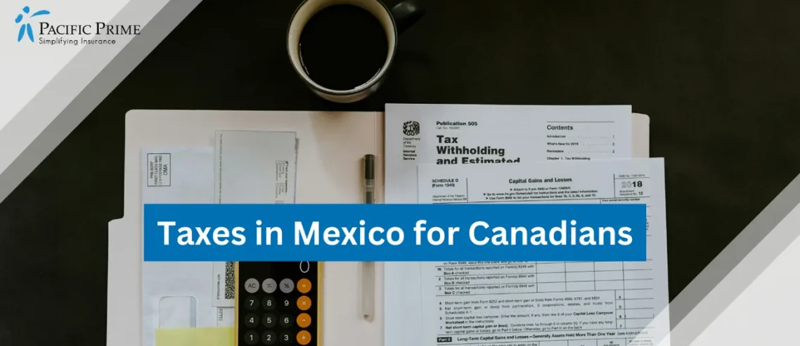 Image of Smartphone And Pen Beside Mexican Tax Certificate For Canadian In Mexico with text overlay of "Taxes in Mexico for Canadians"