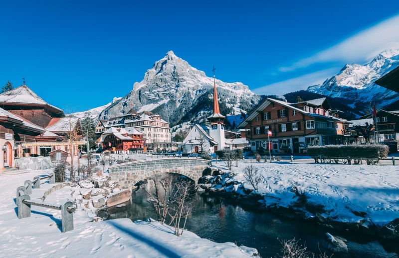 Snowy Mountain Village, Kandersteg, Switzerland