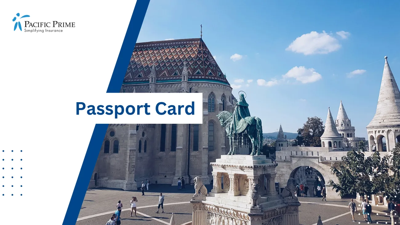 Image of Statue Of A Person Riding A Horse At Fisherman's Bastion, Budapest with text overlay of "Passport Card"