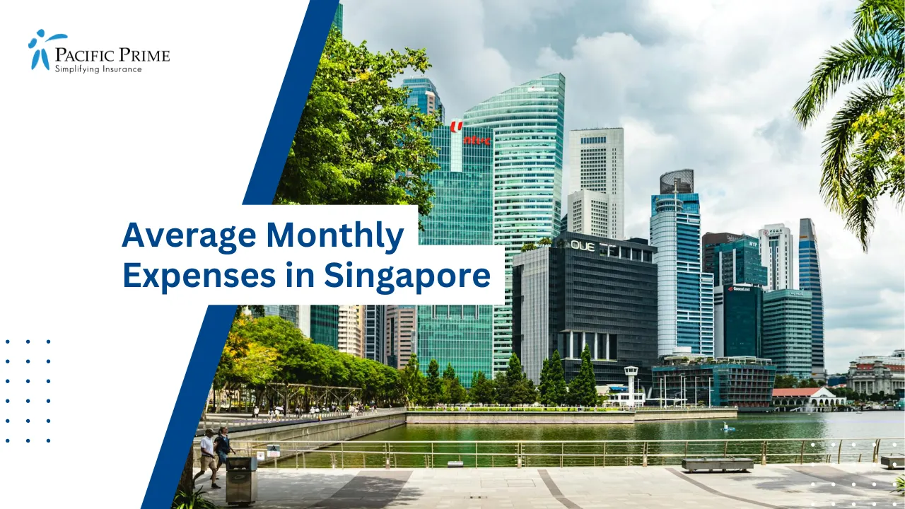 Image of Stunning View Of Marina Bay With Singapore Skyline At Night with text overlay of "Average Monthly Expenses in Singapore"