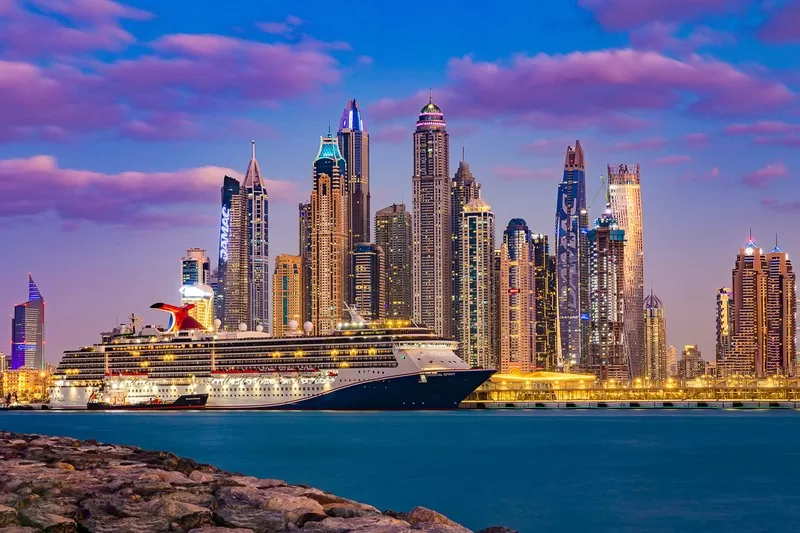 Sunset Ship Voyage By Dubai's Towering Skyline