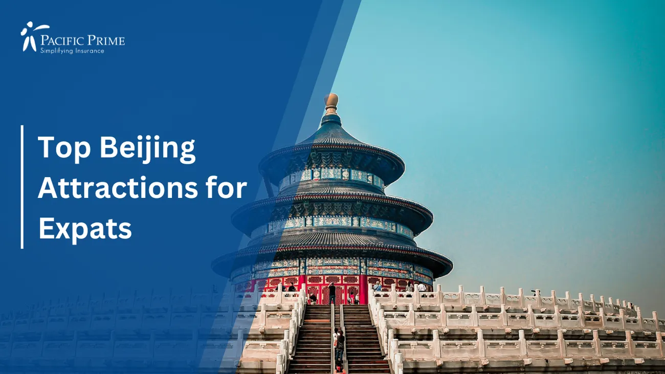 Image of Temple Of Heaven In Beijing, China with text overlay of "Top Beijing Attractions for Expats"