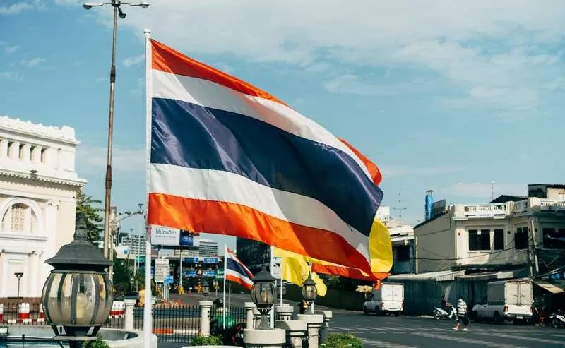 Thailand Street - Flag In Breeze
