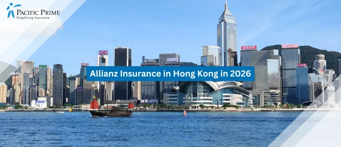 Image of Traditional Junk Boat Sailing Past WAN Chai’s Towers In Victoria Harbour with text overlay of "An Overview of Allianz Insurance in Hong Kong in 2026"