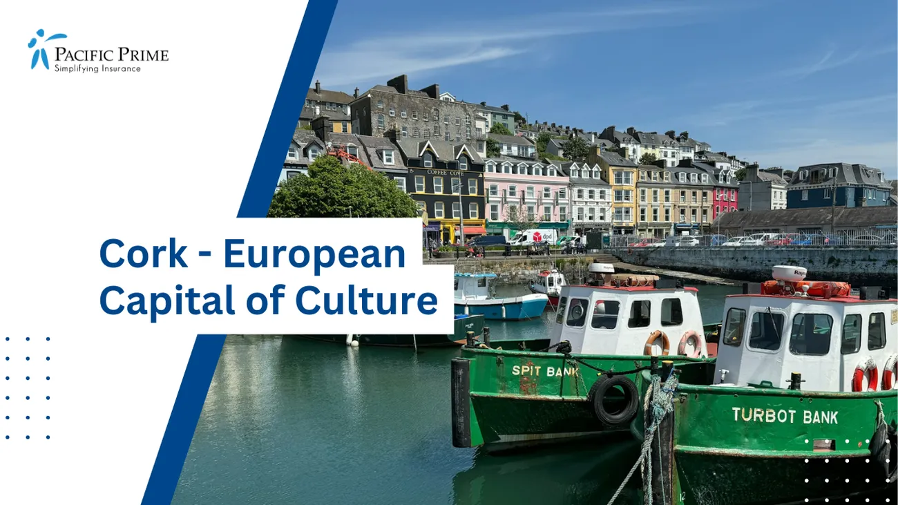 Image of Two Boats Resting In Water In County Cork, Ireland with text overlay of "Cork - European Capital of Culture"