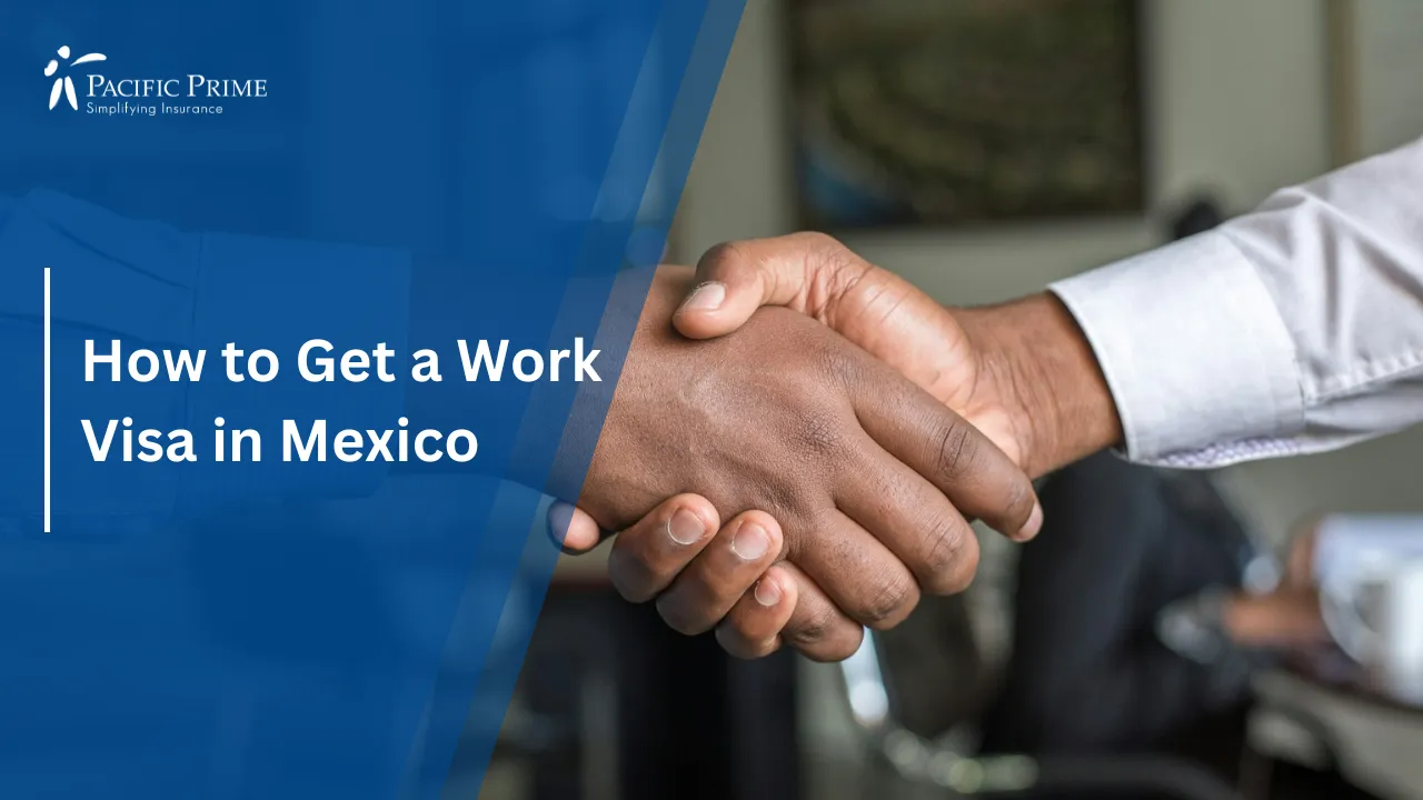 Image of Two Professionals Shaking Hands In Agreement with text overlay of "How to Get a Work Visa in Mexico"