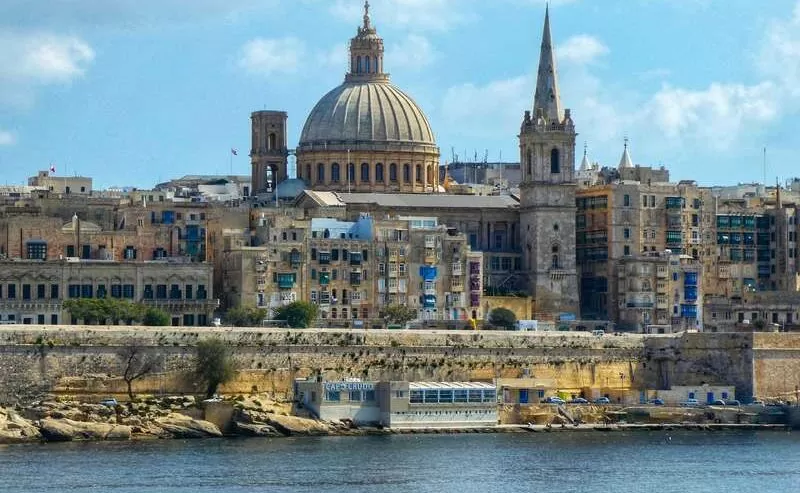 Valletta Waterfront And Skyline In Malta