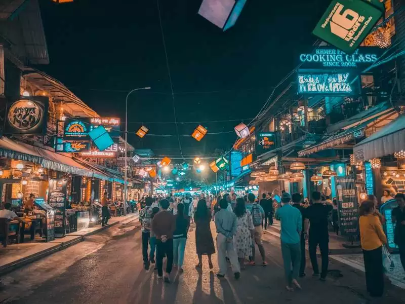 Vibrant Pub Street In Siem Reap, Cambodia