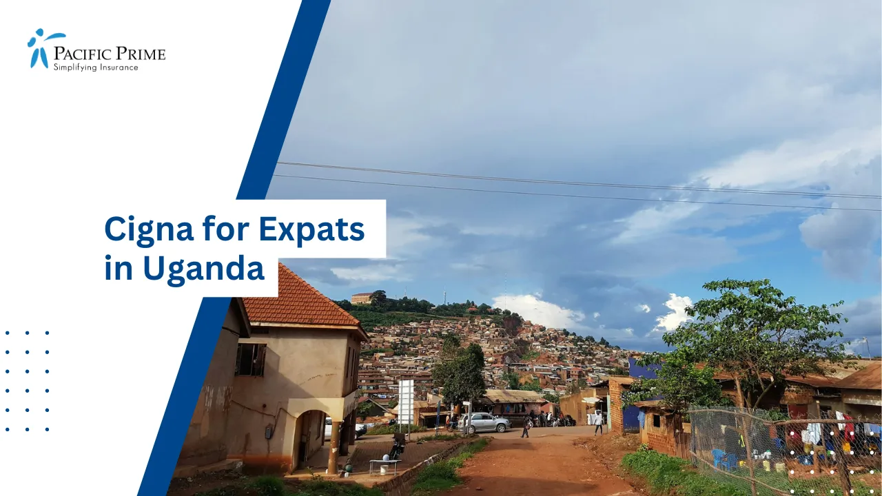 Image of View Of Mutungo Hill With Nearby Kampala Settlements with text overlay of "Cigna for Expats in Uganda"