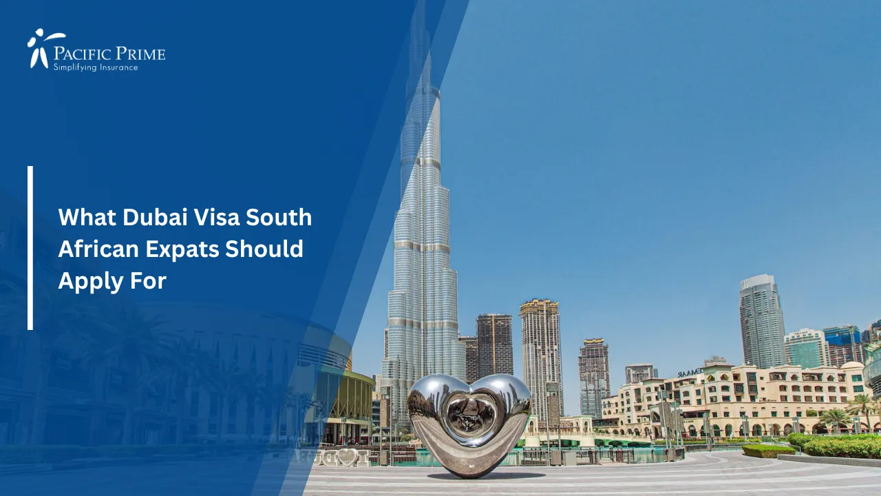 Image of View Of The Burj Khalifa Rising Above Dubai’s Modern Skyline with text overlay of "What Dubai Visa South African Expats Should Apply For"