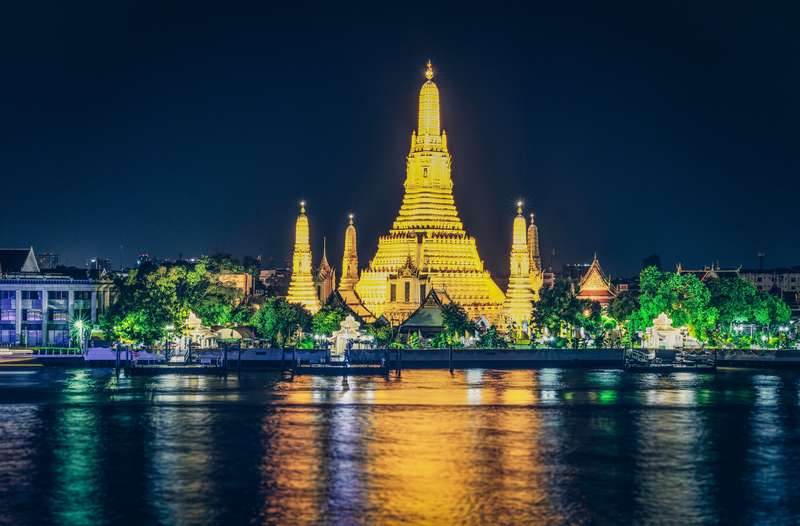 Waterfront Bangkok Building At Night