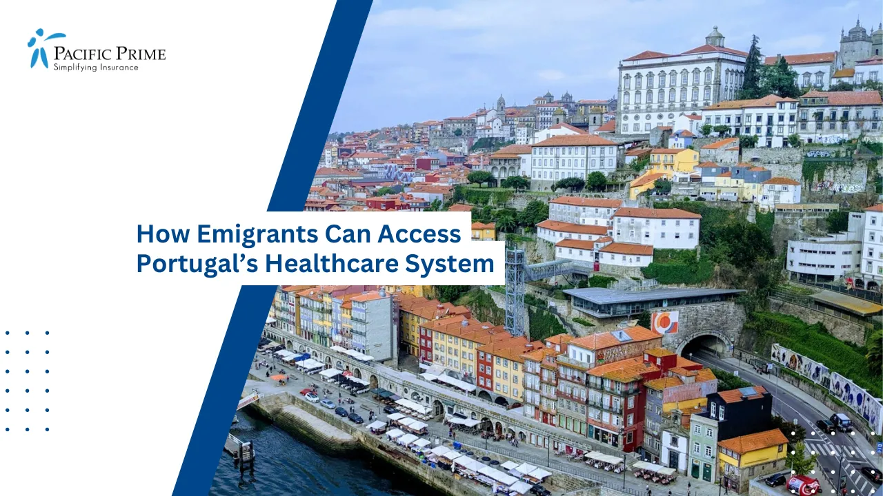 Image of Waterfront City Buildings Under Daylight In Portugal with text overlay of "How Emigrants Can Access Portugal’s Healthcare System"