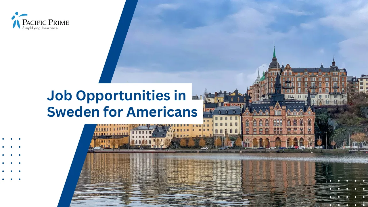 Image of Waterfront View Of Historic Brown And White Building In Gamla Stan, Stockholm with text overlay of "Job Opportunities in Sweden for Americans"