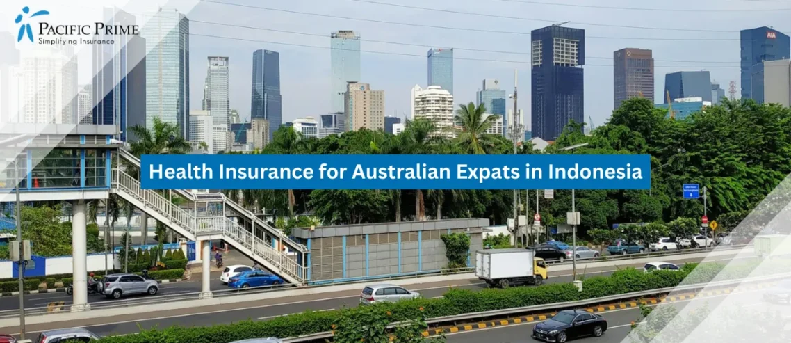 Image of White And Black Bus Driving Through Jakarta During Daytime with text overlay of "Health Insurance for Australian Expats in Indonesia"