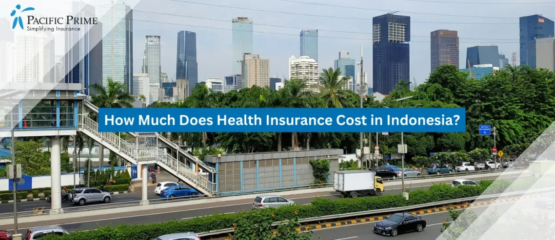 Image of White And Black City Bus Traveling On A Jakarta Road During Daytime with text overlay of "How Much Does Health Insurance Cost in Indonesia?"