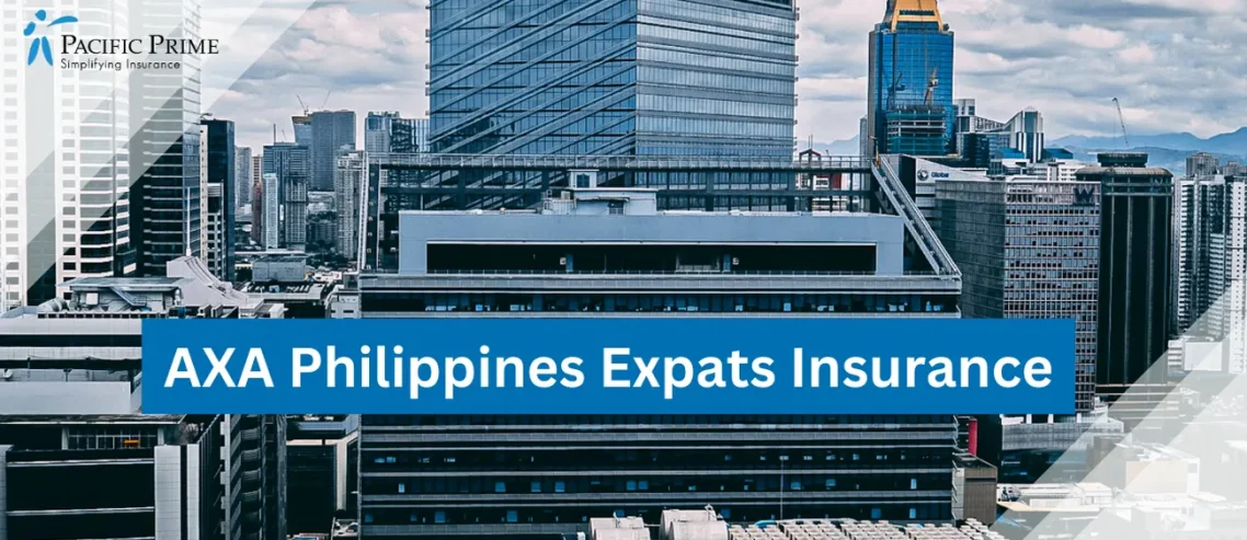 Image of White And Black Stadium Under Clouds, Daytime, Philippines with text overlay of "AXA Philippines Expats Insurance"