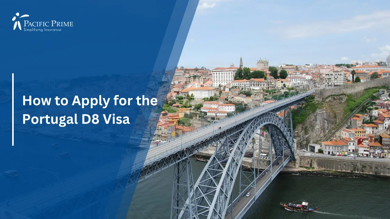 Image of White And Brown Buildings Near A Bridge In Porto During Daytime with text overlay of "How to Apply for the Portugal D8 Visa"