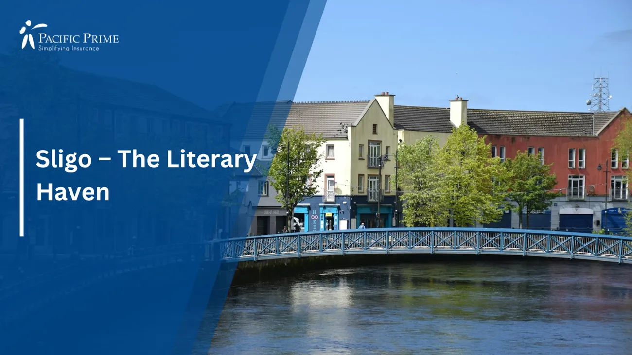 Image of White And Brown Concrete Building Near Water In Sligo, Ireland with text overlay of "Sligo – The Literary Haven"