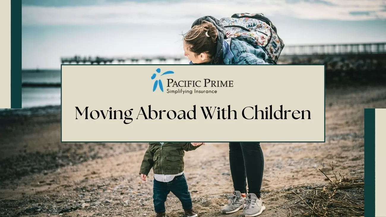 Image of a Woman Holding Small Child's Hand with text overlay of "Moving Abroad With Children"