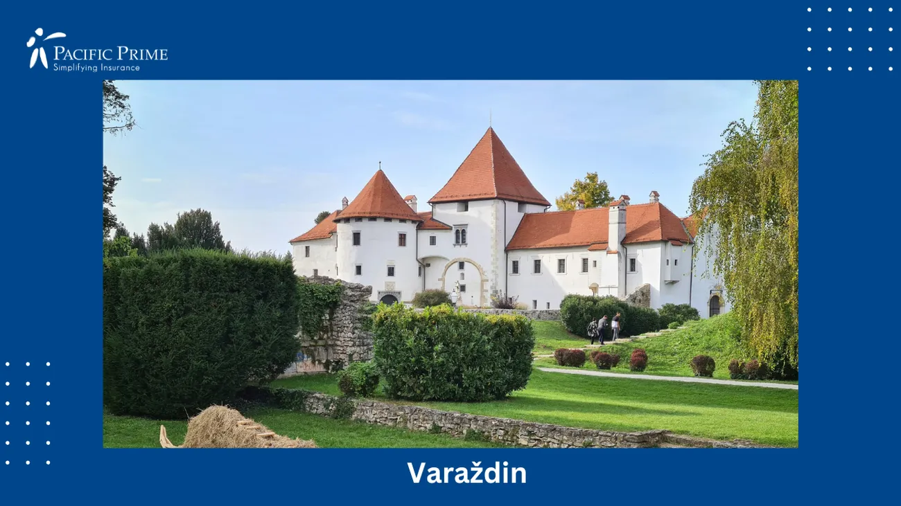 Image of Wooly Animal Grazing By Castle In Varaždin, Northwest Croatia with text overlay of "Varaždin"